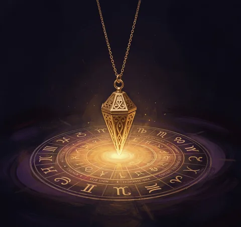 Pendule doré au-dessus d'une roue astrologique